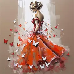 DIY 5D Diamond Painting Kits for Adults Woman - Diamond Art Kits for Adults Red Dress Dancer | Full Drill Round | Crystal Mosaic Picture | Beginner | Home Wall Decor | 16x16 Inch