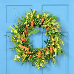 Northlight Floral Easter Artificial Wreath with Spring Carrots - 22" Orange