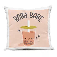 Stupell Industries Boba Babe Bubble Tea Outdoor Printed Pillow design by Sarah Hickman, 18 x 7 x 18