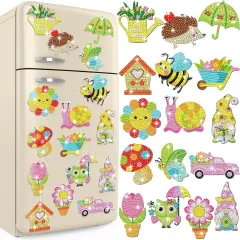 16 Pcs Spring Diamond Art Kits for Refrigerator
