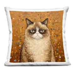 Stupell Industries Grouchy Cat in Classic Style Decorative Printed Pillow design by Arlington Prints, 18 x 7 x 18