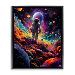 Stupell Industries Stepping on Space Terrain Framed Floater Canvas Wall Art Design by Nina Blue