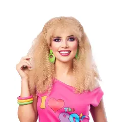 80's Crimped Adult Costume Wig | Blonde