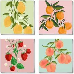 4 Pack Fruits Paint by Numbers Kit for Adults Framed,Easy Acrylic Art Number Painting for Adults Beginners,DIY Adults Paint by Numbers Kit on Canvas for Home Wall Decor,7.8x7.8Inch.