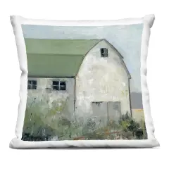 Stupell Industries Barn View with Green Roof Decorative Printed Pillow design by Sally Swatland, 18 x 7 x 18