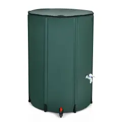 100 Gallon Green Foldable Portable Rain Barrel Water Collector Tank with Spigot Filter and Mesh Top