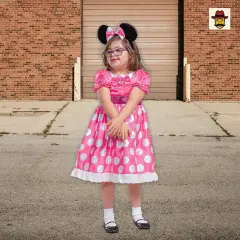 Kids Pink Minnie Mouse Adaptive Costume with Headband for Girls