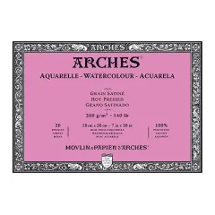 Arches Artist Watercolor Blocks, 140 lb Hot Press Block 7x10" (20 Sheets)
