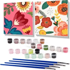 2 Pack Boho Paint by Numbers Framed,Easy Paint by Numbers kit for Adults Beginners,DIY Acrylic Watercolor Paint by Numbers Kits on Canvas for Home Wall Decor Gifts(8x8 inch)