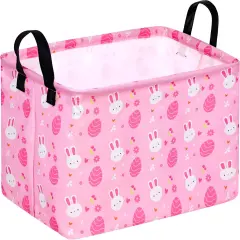 Rectangle Easter Basket Storage Bin Eggs Gift Basket Laundry Hamper Storage Basket Fabric Material Organization Basket Toy Box Nursery Hamper for Clothes Toys With Handles