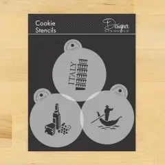 Bella Italy Cookie Stencil Set | C845 by Designer Stencils | Cookie Decorating Tools | Baking Stencils for Royal Icing, Airbrush, Dusting Powder | Reusable Plastic Food Grade Stencil for Cookies | Easy to Use & Clean Cookie Stencil