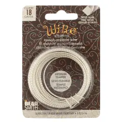 The Beadsmith Twisted Craft Wire - Wire Elements - Medium Temper - 18 Gauge, 8 Ft Coil - Silver Color - Beading Wire Used for Jewelry Making, and Other DIY Arts & Crafts