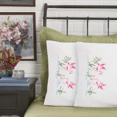 HerrschnersTropical Flamingos Pillowcase Pair Stamped Embroidery Multi