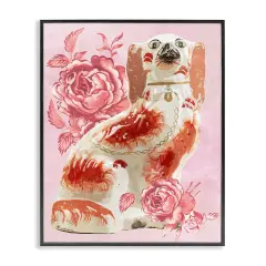 Stupell Industries Victorian Antique Dog with Flower Framed Giclee By Lil' Rue