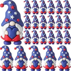 25 Pcs 4th of July Mini Gnome Decorations Patriotic Rubber Gnomes Red White Blue