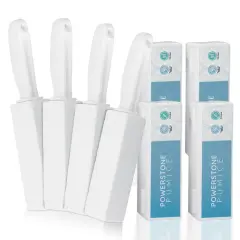 Powerstone Pumice Stone Toilet Bowl Cleaner with Handle (4-pack) - A Solution for Hard Water Stains on Toilets, Grills, Tiles, Grout & Pools White