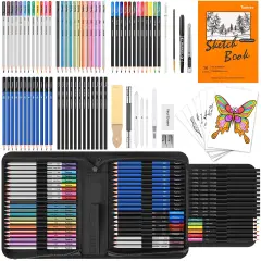 81 Pack Art Supplies for Adults Kids, Pro Art Kit Drawing Pencils Set, Drawing Supplies Sketch Book, Sketching Pencils Kits, Graphite Pencils, Charcoal Pencils, Watercolor Metallic Sketch Art Pencils