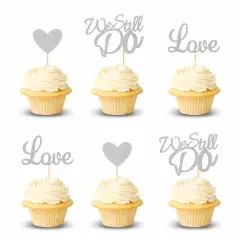 24Pcs We Still Do Cupcake Toppers Glitter Love Heart