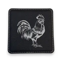 Coaster - Chicken - SET OF 2 - Leather or Stitched Cork Black/Silver