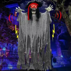 [ Sound Activated & Large ] 70 Inch Halloween Animatronic Hanging Talking Pirate Ghost