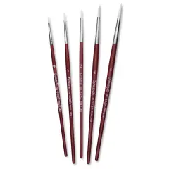 Dynasty Fine White Synthetic Brushes - Set of 1, Round, Set of 5