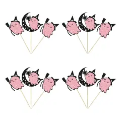 24 Pieces Pink Halloween Cupcake Toppers Pink Ghost Little Boo Cake Toppers Decorations for Pink Girl Halloween Birthday Baby Shower Party Supplies