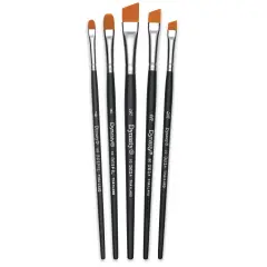 Dynasty Finest Golden Synthetic Brushes - Angle and Filbert, Set of 5