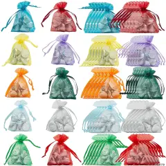 Mini Colorful Organza Drawstring Treat Bags 2 1/4" x 3 1/2" Bulk 50 Pc