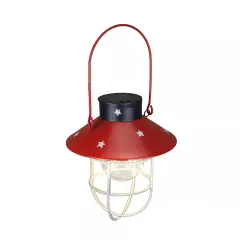 Rustic Metal Hanging Patriotic LED Solar Light Indoor Outdoor Accent Patio Decor