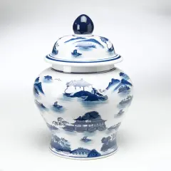 AA Importing 59760 Blue And White Ginger Jar With Lid
