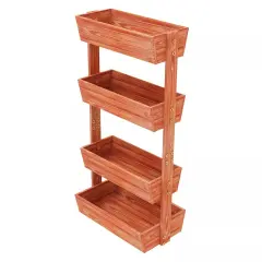 Wooden Vertical Raised Garden Bed 4 Tier Elevated Planter Box Slope Adjustable