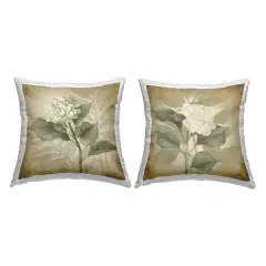 Vintage Opaque Hydrangea 2 PC Outdoor Printed Pillow Set Design by Lanie Loreth, 18 x 7 x 18