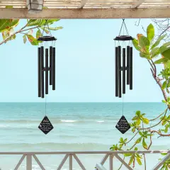 Set of 2 38''H Metal Black Dangling Tubes Windchime 2pcs-Black