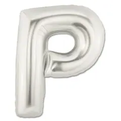 LETTER P FOIL BALLOON Metallic Silver