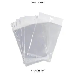 Durable Lip & Tape Cello Bags with Header 6 1/4" x 6 1/4" 1.6 mil