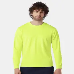 Gildan&reg; Ultra Cotton Crewneck Long Sleeve T-Shirt Safety green
