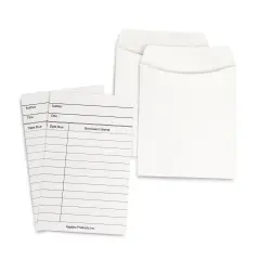 Library Cards & Non-Adhesive Pockets Combo, White, 30 Each/60 Pieces