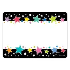Colorful Stars On Black Labels Star Bright