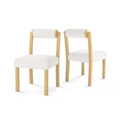 Wooden Dining Chair with Rubber Wood Frame and Cylinder Back Set of 2-White