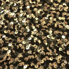 1 Yard Ragtime Stretch Mesh Sequin Fabric 2-Way Stretch Polyester Mesh Sequin 55" Width Black/Gold