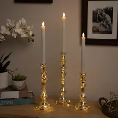 Northlight LED Lighted Golden Sparkles Taper Candle Holders - 13" - Set of 3 Silver