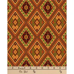 Tribal Diamonds Sunset Cotton Fabric | By the Yard | Sewing and Crafting | 44 inches wide