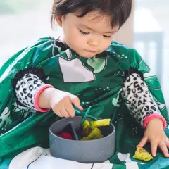 Grabease Allover Waterproof Bib for Self-Feeding Infants and Toddlers, Machine Washable, Ages 1-11 Months, Forest Green