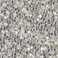 Miyuki 1.8mm Cube, Bright Sterling Plated, #961, 10 grams