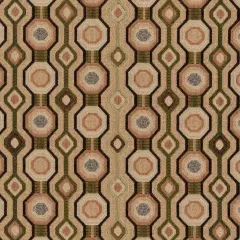 Meadow - Green,orangeRust AbstractGeometric Upholstery Fabric 54 Inches"