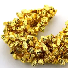 Yellow Pyrite Rough Beads, 10 Inch Gemstone Strands, Drilled Strung Briolette Beads, Free Form, 7x14mm