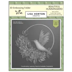 Lisa Horton Crafts Embossing Folder And Die 6"X6"-Beautiful Hummingbird
