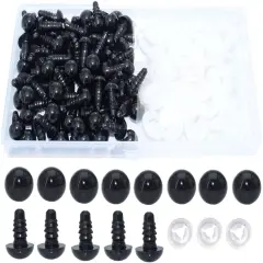 50Pcs 12mm Black Solid Plastic Safety Eyes