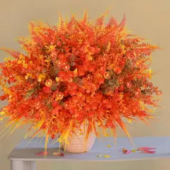 16pcs Orange Autumn Artificial Flowers