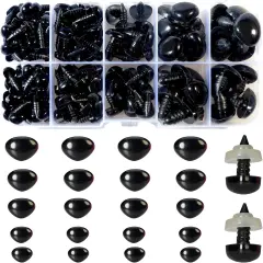 280pcs Black Plastic Safety Noses 5 Sizes Craft Triangle